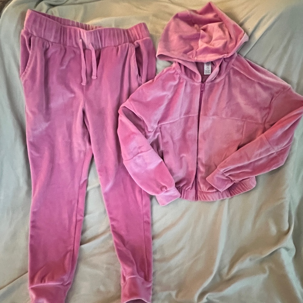 Pink Velour Tracksuit Set
